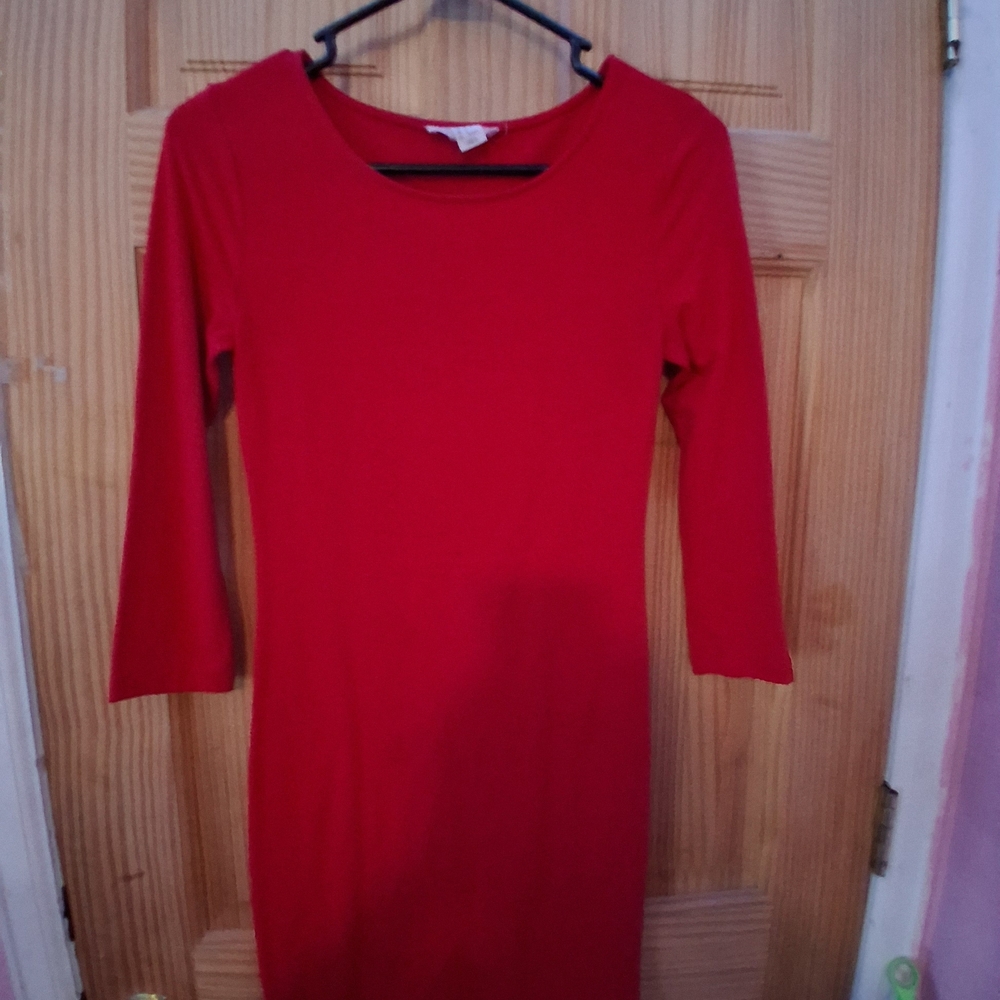 Forever 21 Vibrant Red Long Sleeve Dress